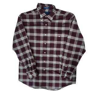 Towncraft Mens Large LS Button Shirt Maroon Plaid